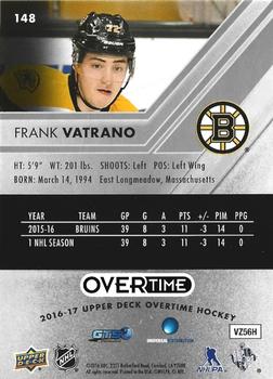 2016-17 Upper Deck Overtime #148 Frank Vatrano Back