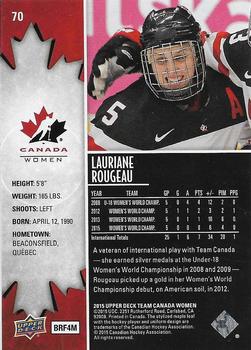 2015 Upper Deck Team Canada Juniors - Base - Gold #70 Lauriane Rougeau Back