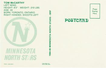 1984-85 Minnesota North Stars Postcards #NNO Tom McCarthy Back