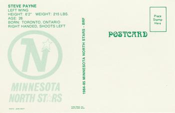 1984-85 Minnesota North Stars Postcards #NNO Steve Payne Back