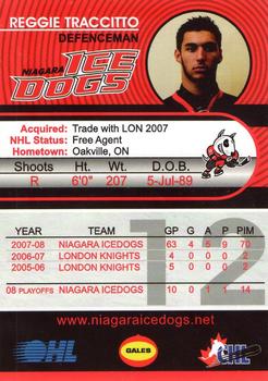 2008-09 Niagara IceDogs (OHL) #22 Reggie Traccitto Back