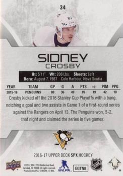 2016-17 SPx #34 Sidney Crosby Back