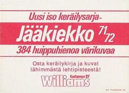1971-72 Williams Jaakiekko (Finnish) #145 Jorma Siitarinen Back