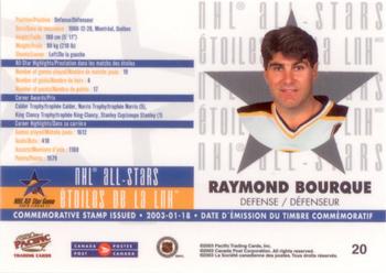 2003 Pacific Canada Post NHL All-Stars #20 Ray Bourque Back