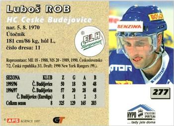 1997-98 Czech APS Extraliga #277 Lubos Rob Back
