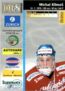 1998-99 OFS #412 Michal Klimes Back