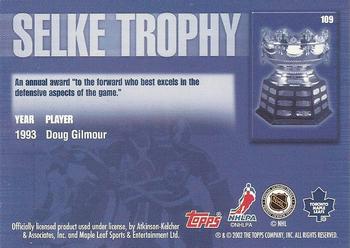 2002-03 Toronto Maple Leafs Platinum Collection #109 Selke Winners Back