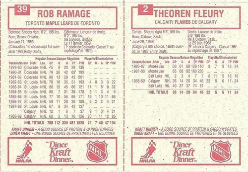 1989-90 Kraft - Panels #2 / 39 Theoren Fleury  / Rob Ramage Back