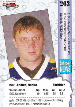 1999-00 Eishockey News 2.Bundesliga Germany #263 Andrzej Hanisz Back