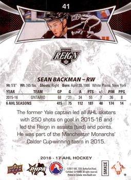 2016-17 Upper Deck AHL #41 Sean Backman Back