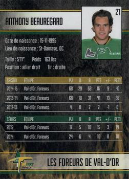 2015-16 Val-d'Or Foreurs (QMJHL) #3 Anthony Beauregard Back