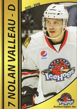 2015-16 Rockford Register Star Rockford IceHogs (AHL) #NNO Nolan Valleau Front