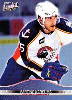 2009-10 Norfolk Admirals (AHL) #13 Martins Karsums Front