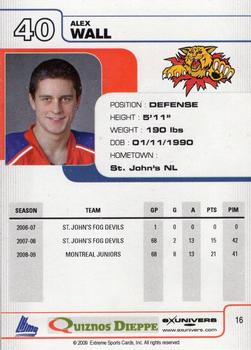 2009-10 Extreme Moncton Wildcats (QMJHL) #16 Alex Wall Back