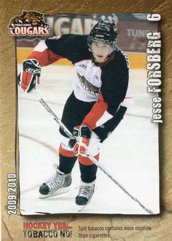 2009-10 Tobacco Prevention Prince George Cougars (WHL) #NNO Jesse Forsberg Front