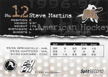 1996-97 SplitSecond Springfield Falcons (AHL) #NNO Steve Martins Back