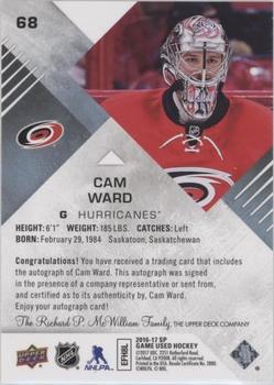 2016-17 SP Game Used - Blue Autographs #68 Cam Ward Back