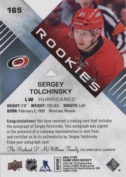 2016-17 SP Game Used - Blue Autographs #165 Sergey Tolchinsky Back