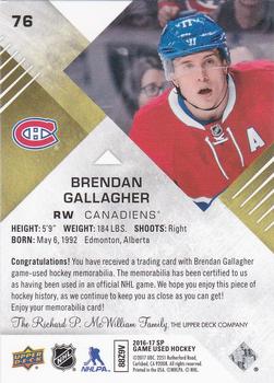 2016-17 SP Game Used - Gold Material #76 Brendan Gallagher Back