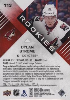 2016-17 SP Game Used - Red Autograph Material #113 Dylan Strome Back