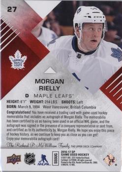 2016-17 SP Game Used - Red Autograph Material Spectrum Premium #27 Morgan Rielly Back