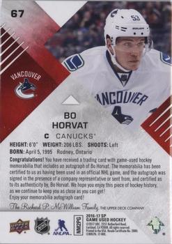 2016-17 SP Game Used - Red Autograph Material Spectrum Premium #67 Bo Horvat Back