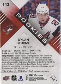 2016-17 SP Game Used - Red Autograph Material Spectrum Premium #113 Dylan Strome Back