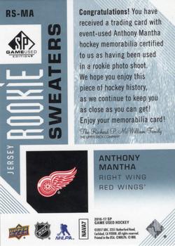 2016-17 SP Game Used - Rookie Sweaters #RS-MA Anthony Mantha Back