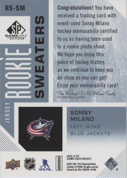 2016-17 SP Game Used - Rookie Sweaters #RS-SM Sonny Milano Back