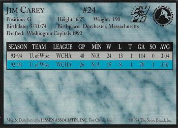 1994-95 Classic Portland Pirates (AHL) #NNO Jim Carey Back
