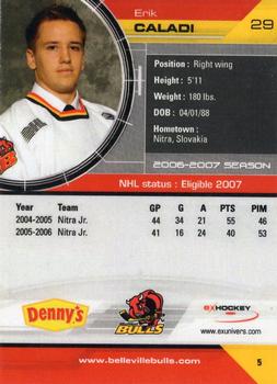 2006-07 Extreme Belleville Bulls (OHL) #5 Erik Caladi Back