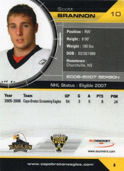 2006-07 Extreme Cape Breton Screaming Eagles (QMJHL) #8 Scott Brannon Back