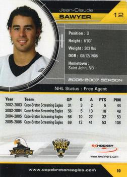 2006-07 Extreme Cape Breton Screaming Eagles (QMJHL) #10 Jean-Claude Sawyer Back