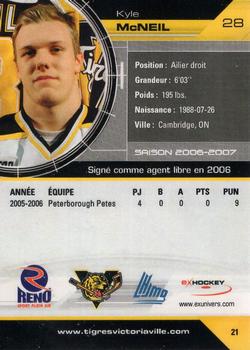 2006-07 Extreme Victoriaville Tigres (QMJHL) #21 Kyle McNeil Back