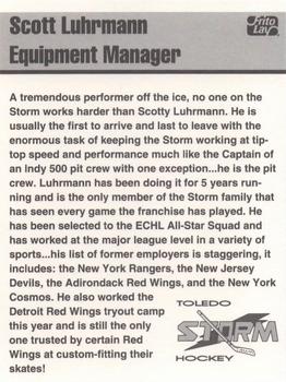 1995-96 Frito-Lay Toledo Storm (ECHL) #NNO Scott Luhrmann Back