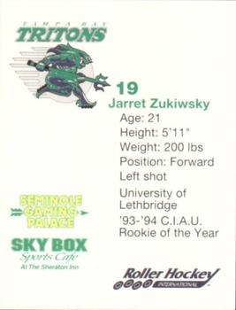 1993-94 Tampa Bay Tritons (RHI) #NNO Jarret Zukiwsky Back