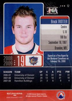 2008-09 Extreme Hamilton Bulldogs (AHL) #12 Brock Trotter Back