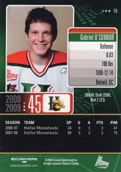 2008-09 Extreme Halifax Mooseheads (QMJHL) #15 Gabriel O'Connor Back