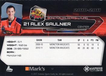 2010-11 Extreme Moncton Wildcats QMJHL #17 Alex Saulnier Back