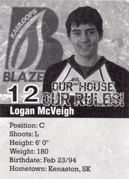 2010-11 Kamloops Blazers (WHL) #NNO Logan McVeigh Back