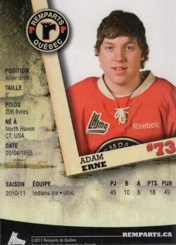 2011-12 Imaginaire.com Quebec Remparts (QMJHL) #NNO Adam Erne Back