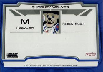 2012-13 Extreme Sudbury Wolves (OHL) #1 Howler Back