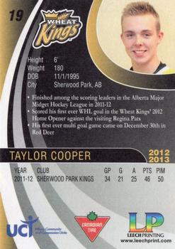 2012-13 Canadian Tire Brandon Wheat Kings (WHL) #NNO Taylor Cooper Back