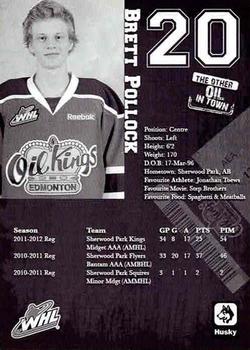 2012-13 Husky Edmonton Oil Kings (WHL) #NNO Brett Pollock Back