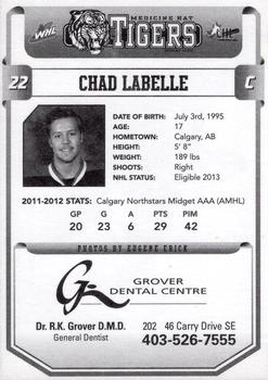 2012-13 Medicine Hat Tigers (WHL) #NNO Chad Labelle Back