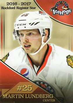 2016-17 Rockford Register Star Rockford IceHogs (AHL) #NNO Martin Lundberg Front