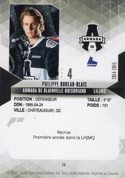 2014-15 Extreme Blainville-Boisbriand Armada QMJHL #26 Philippe Bureau-Blais Back