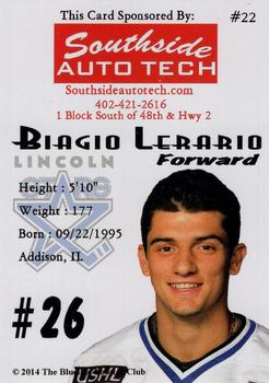 2014-15 Blueline Booster Club Lincoln Stars (USHL) #22 Biagio Lerario Back