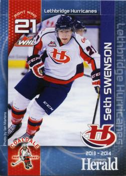 2013-14 Lethbridge Herald Lethbridge Hurricanes (WHL) #9 Seth Swenson Front