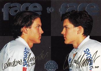 1995-96 Leaf Elit Set (Swedish) - Face to Face #3 Erik Huusko / Anders Huusko Front